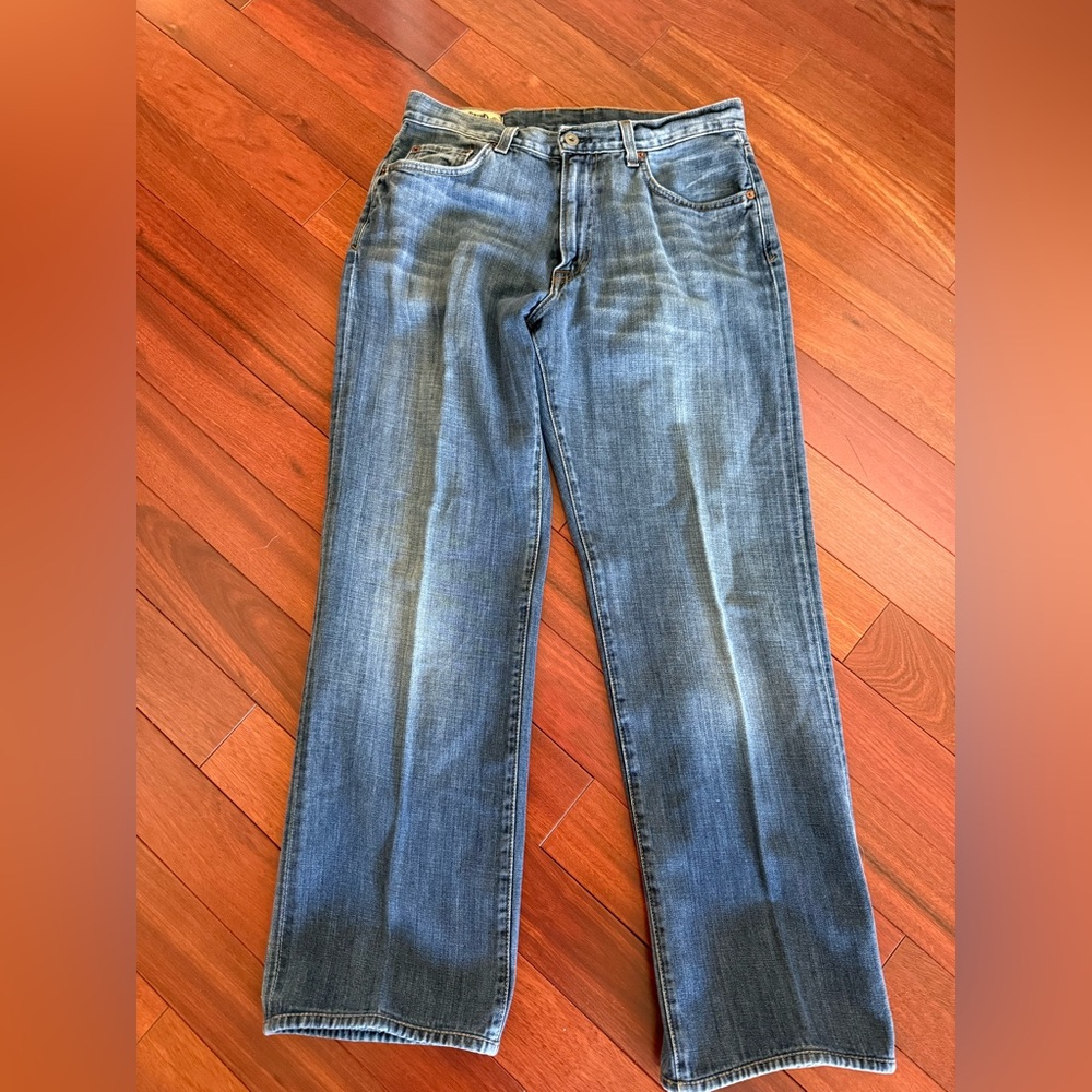 Lucky Brand By Gene Montesano Straight Leg Jeans Size 32, Blue Denim Medium Wash